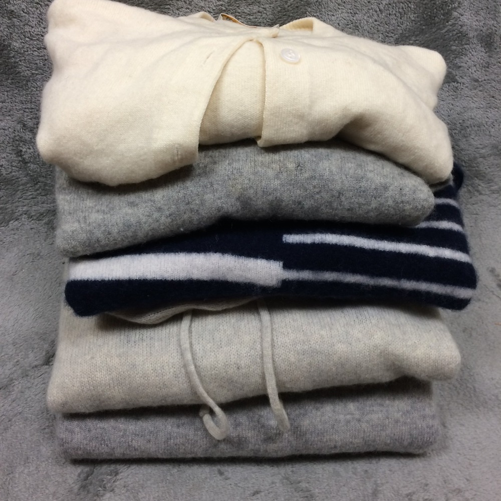 Lot of 5 100% Cashmere Sweaters Cutter Bundle Flaws Holes Upcycle DIY Crafters